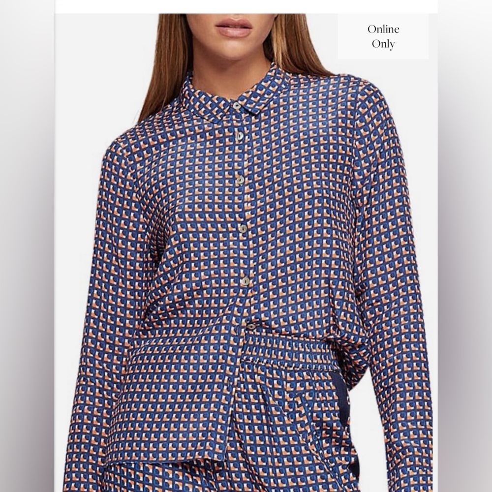 OXFORD POPPY GEO PRINTED BLOUSE